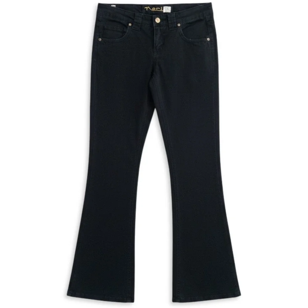 Vintage Y2K Nori Flare Jeans Juniors 3 Black Low Rise Stretch Mall Goth Grunge
